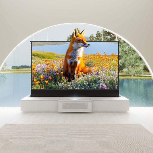 VIVIDSTORM Bundle-Projector&Screen&2025 New VIVIDSTORM Motorised Laser TV Cabinet Barcelona Mark III - VC22BC100B-VSDSTUST100H