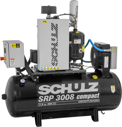 Schulz SRP-3008 Compact Air Compressor 7.5 HP 60 gal. 208-230V 3-Phase Horizontal - 970.3891-0
