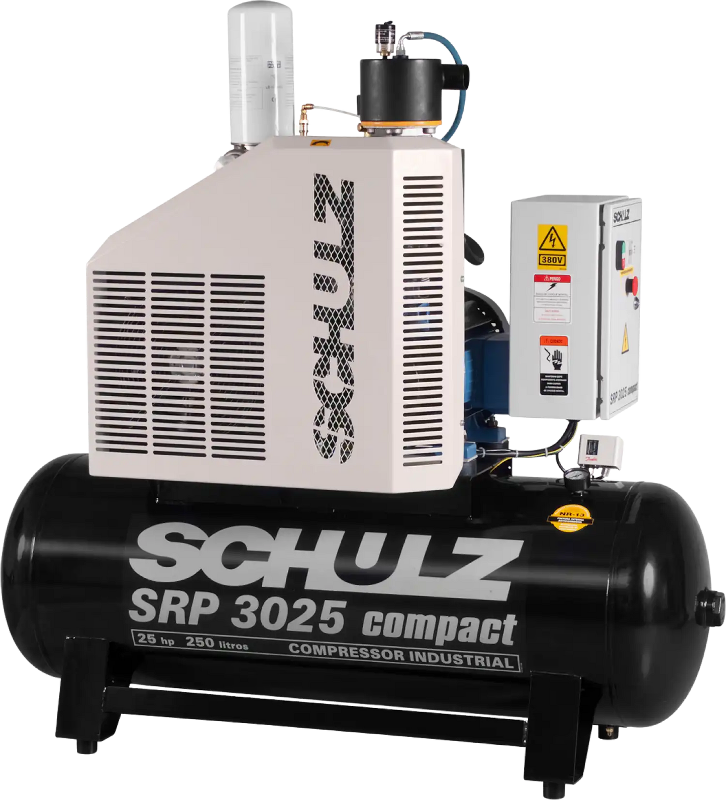 Schulz SRP-3025 Compact Air Compressor 25 HP 80 gal. 208-230V 3-Phase Horizontal - 970.2840-S