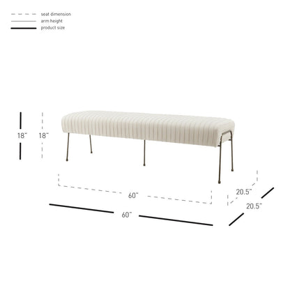 New Pacific Direct Merritt Pleated Velvet Fabric Bench 9900030-332