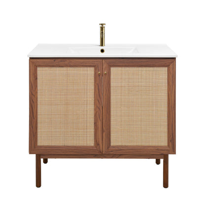Swiss Madison Classe 36" Freestanding Bathroom Vanity in Brown Oak with Sink Top - SM-BV663WN