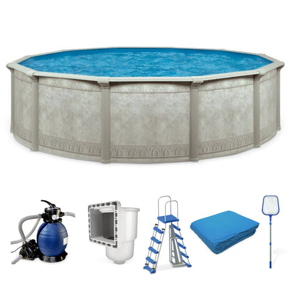 Aquarian Khaki Venetian 18ft x 52in Backyard Above Ground Swimming Pool Package - 99876