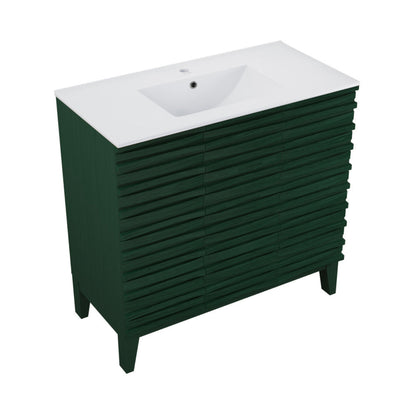Swiss Madison Cascade 36" Freestanding Bathroom Vanity in Green Oak with Sink Top - SM-BV471GA