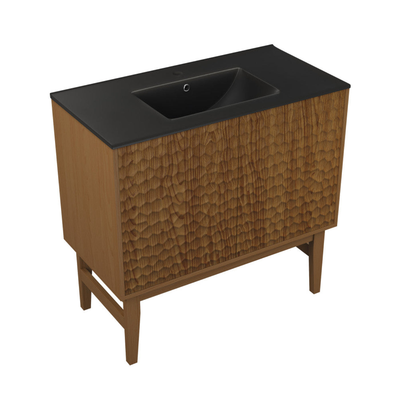 Swiss Madison Bosse 36" Freestanding Bathroom Vanity in Brown Oak with Black Sink Top - SM-BV8802BOMB