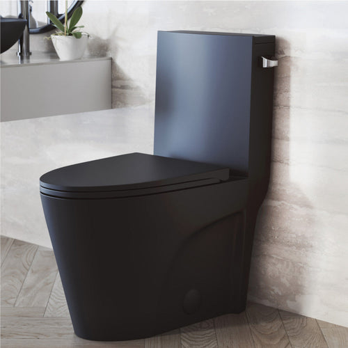 Swiss Madison St. Tropez One-Piece 10" Rough-in 1.28 GPF Right-Hand Vortex Flush Elongated Toilet in Matte Black - SM-1T0809MB
