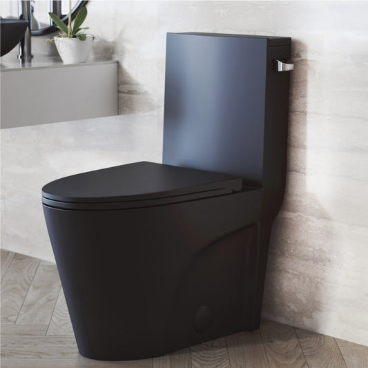 Swiss Madison St. Tropez One-Piece 10" Rough-in 1.28 GPF Right-Hand Vortex Flush Elongated Toilet in Matte Black - SM-1T0809MB