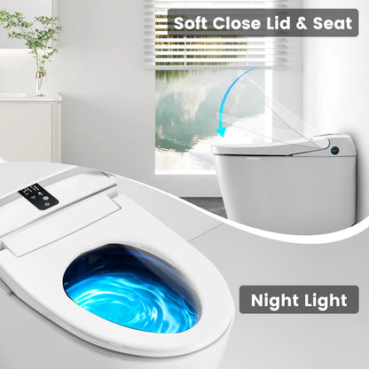 Awoco Smart Toilet with Bidet, Smart Bidet Toilet with Heated Seat, Auto Open Close, Foot Sensor Flush, Warm Water & Dryer, Remote Control, Digital Display, One Piece Toilet with Tank - AWC-ST-T3-MB