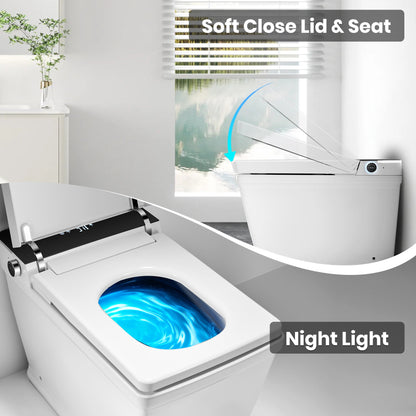 Awoco Smart Bidet Toilet, Smart Bidet with Toilet Built in, Heated Seat, Auto Open & Close Lid Seat, Foot Sensor Operation, Auto Flush, Warm Water & Dryer, Remote Control, LED Display (White) - AWC-ST-T5