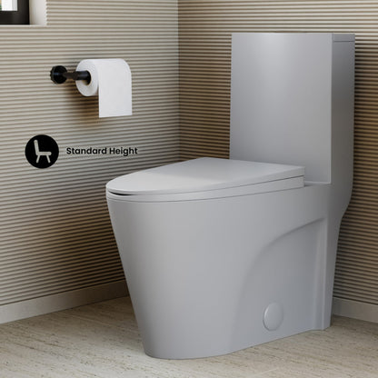 Swiss Madison St. Tropez One-Piece Elongated Toilet Vortex Dual-Flush 1.1/1.6 gpf in Matte Gray - SM-1T254MG