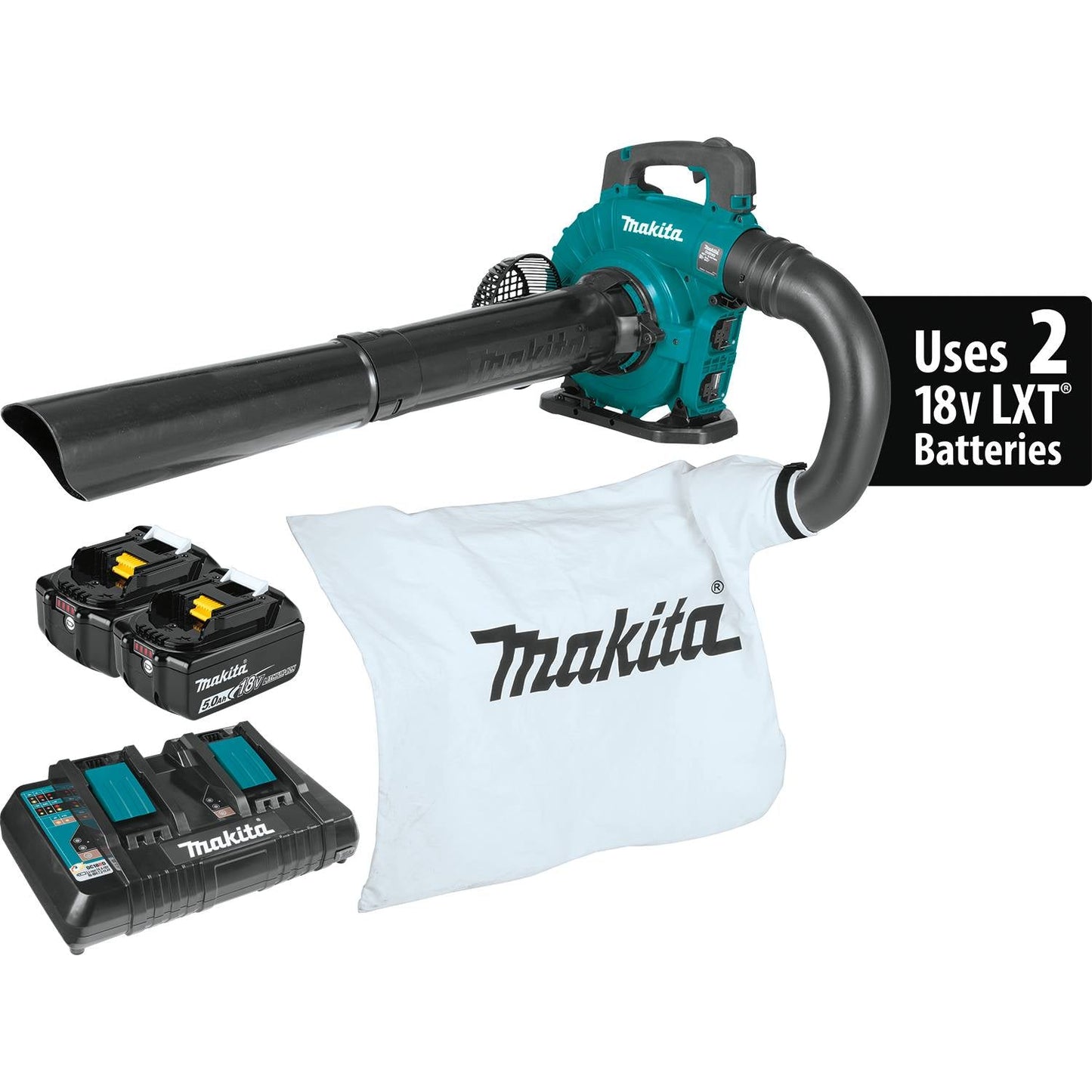 Makita XBU04PTV - 36V (18V X2) LXT Brushless Blower Kit with Vacuum Attachment Kit, dual port charger (5.0Ah) - XBU04PTV