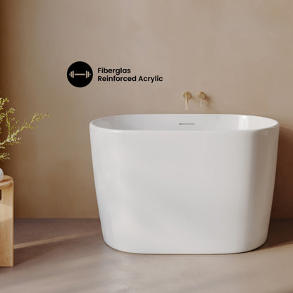 Swiss Madison Claire 43" Japanese Soaking Freestanding Bathtub in Glossy White, Drain Included - SM-FB1901GW