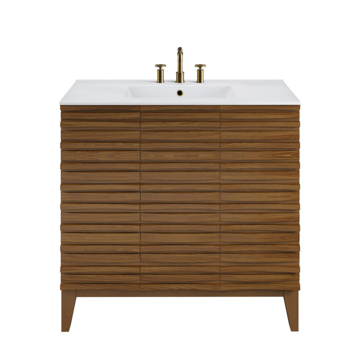 Swiss Madison Cascade 36 in. Brown oak Bathroom Vanity With White, 3-Hole Ceramic Sink Top - SM-BV471BK-3