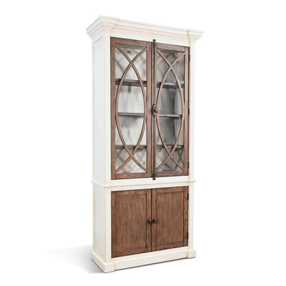 Sunny Designs Two-Tone Display Cabinet With Glass Doors - Buckskin / Marble White - 3663MB-P
