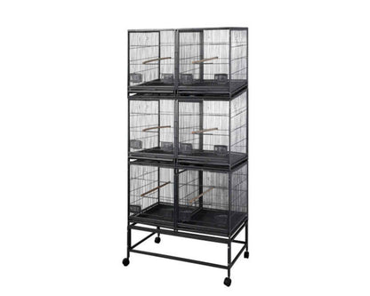 LeMond A&E 40"x20" Six Unit Breeder Cage with Dividers - LOR4020-3 Black