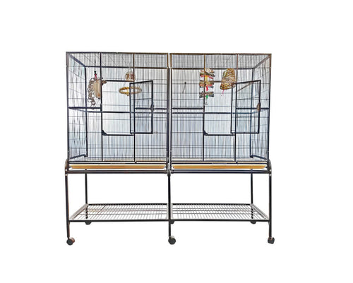 LeMond A&E 64"x21" Double Flight Cage with Divider - 6421 Black