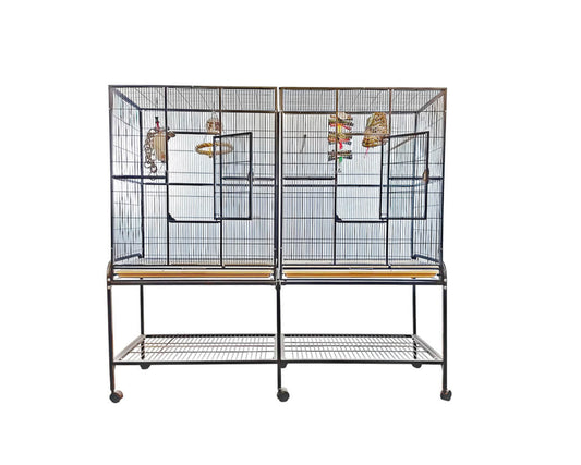LeMond A&E 64"x21" Double Flight Cage with Divider - 6421 Black