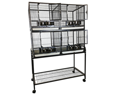 LeMond A&E 40x20 4-Unit Bird Cage with Stand and Removable Dividers - 4020-2 Black