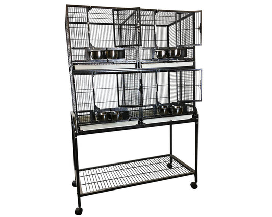 LeMond A&E 40x20 4-Unit Bird Cage with Stand and Removable Dividers - 4020-2 Black