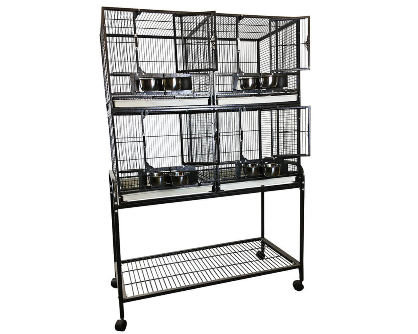 LeMond A&E 40x20 4-Unit Bird Cage with Stand and Removable Dividers - 4020-2 Black