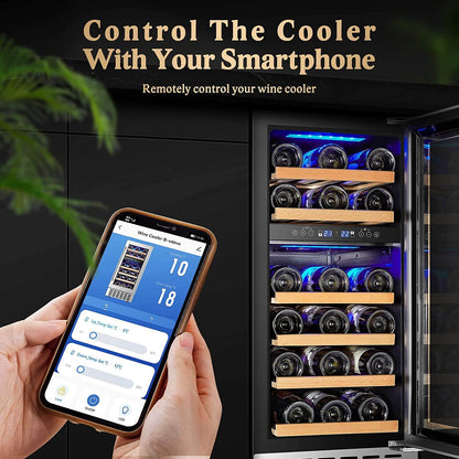 Bodega cooler 15 Inch Wine Cooler 28 Bottle Dual Zone Wine Refrigerator ‎JC-85B