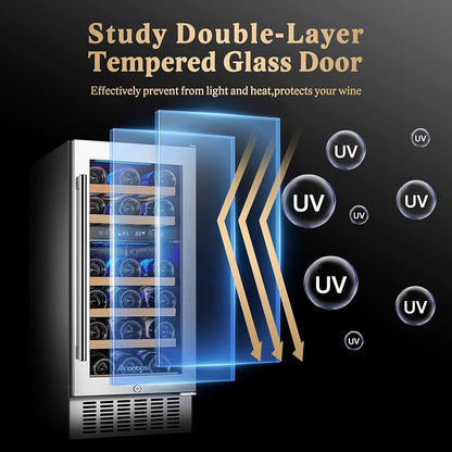 Bodega cooler 15 Inch Wine Cooler 28 Bottle Dual Zone Wine Refrigerator ‎JC-85B