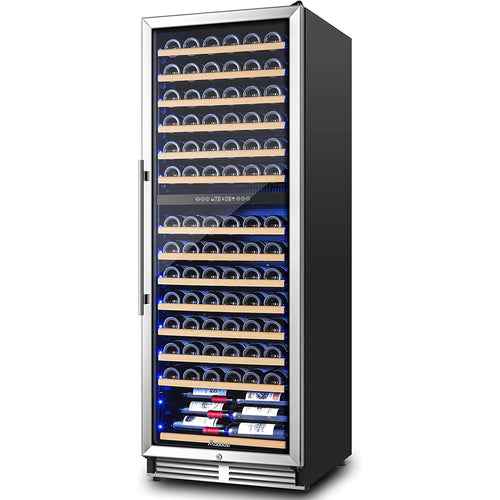 AAOBOSI 24" Free Standing 154 Bottles Wine Cooler in Stainless Steel with Wood Shelves  - YC-408B