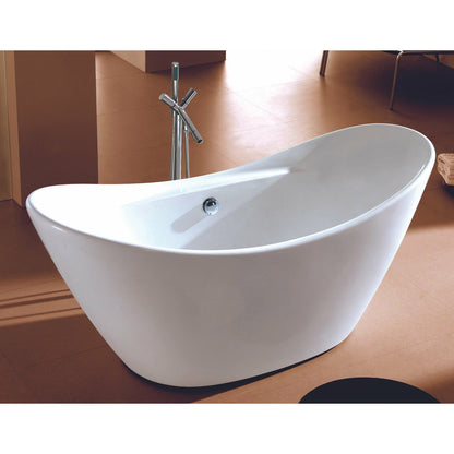 ALFI 68-Inch Oval White Acrylic Freestanding Slipper Soaking Bathtub  - AB8803