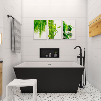 ALFI 59-Inch Rectangular Black & White Freestanding Acrylic Soaking Bathtub  - AB8834