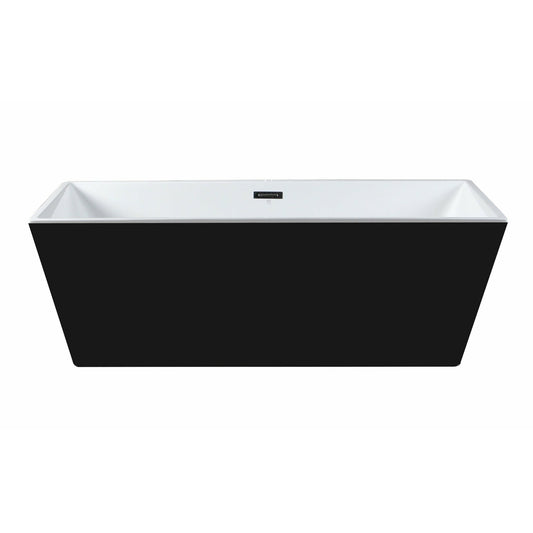 ALFI 59-Inch Rectangular Black & White Freestanding Acrylic Soaking Bathtub  - AB8834