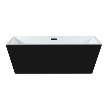 ALFI 59-Inch Rectangular Black & White Freestanding Acrylic Soaking Bathtub  - AB8834