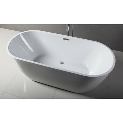 ALFI 67-Inch Oval White Freestanding Acrylic Soaking Bathtub  - AB8839