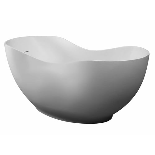 ALFI 66-Inch White Solid Surface Freestanding Smooth Resin Soaking Bathtub  - AB9949