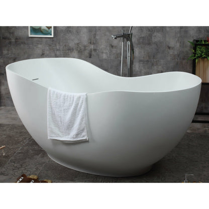 ALFI 66-Inch White Solid Surface Freestanding Smooth Resin Soaking Bathtub  - AB9949