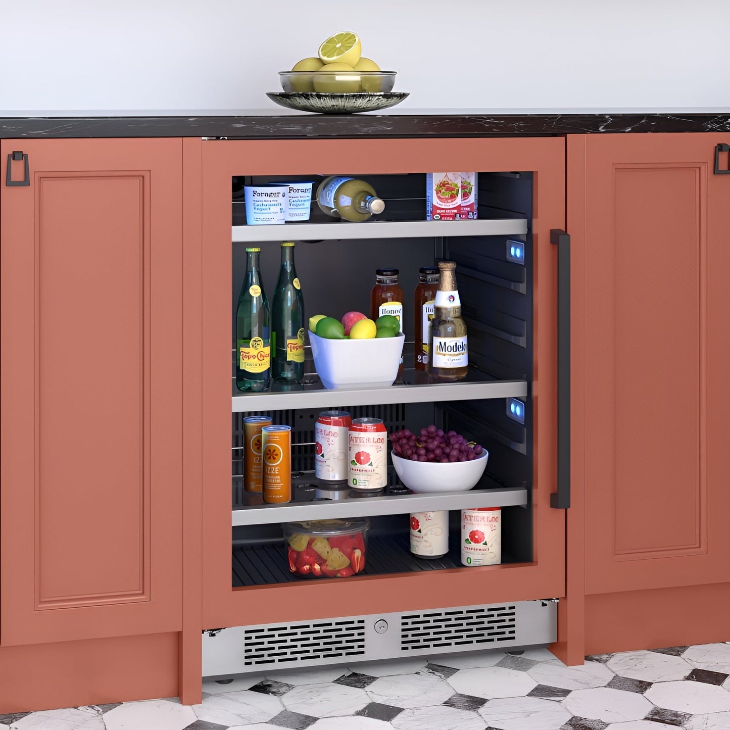 Avallon 24 Inch Wide 140 Can Energy Efficient Beverage Center with LED Lighting, Double Pane Glass, Touch Control Panel and Left Swing Door - ABR242PRGLH