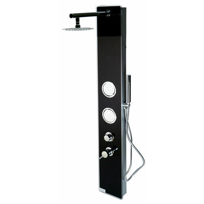 ALFI Black Glass Shower Panel with 2 Body Sprays and Rain Shower Head  - ABSP55B