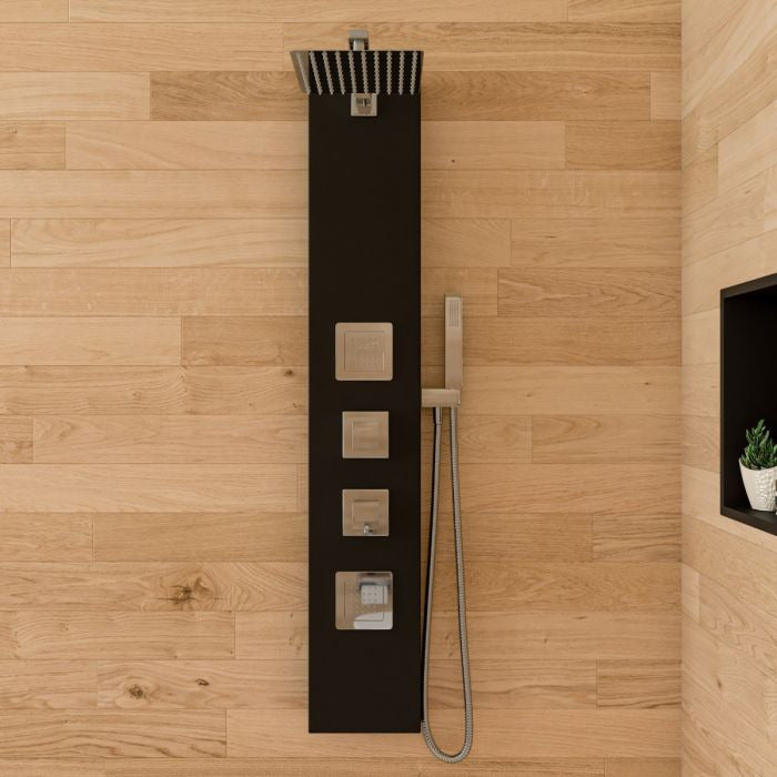 ALFI Black Aluminum Shower Panel with 2 Body Sprays and Rain Shower Head  - ABSP65B