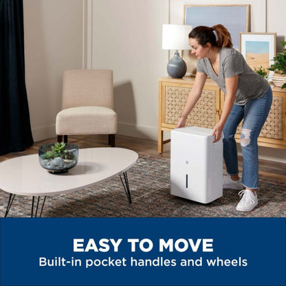 GE Appliances 50 Pint Portable Dehumidifier with Smart Dry for Wet Spaces White - ADHE50BWF