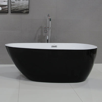 ALFI 59-Inch Oval Black & White Freestanding Acrylic Soaking Bathtub  - AB8862