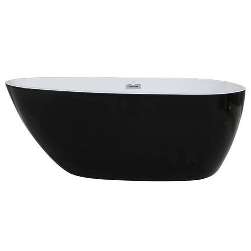 ALFI 59-Inch Oval Black & White Freestanding Acrylic Soaking Bathtub  - AB8862