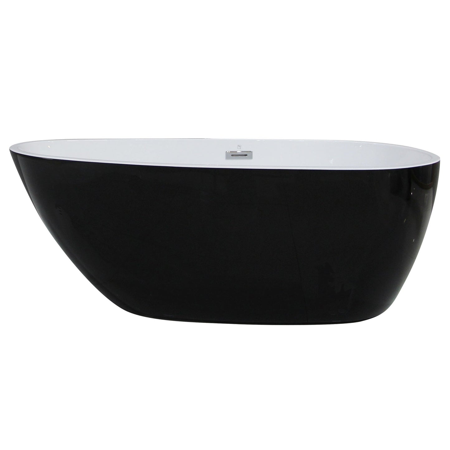 ALFI 59-Inch Oval Black & White Freestanding Acrylic Soaking Bathtub  - AB8862