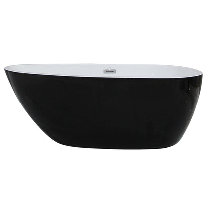 ALFI 59-Inch Oval Black & White Freestanding Acrylic Soaking Bathtub  - AB8862