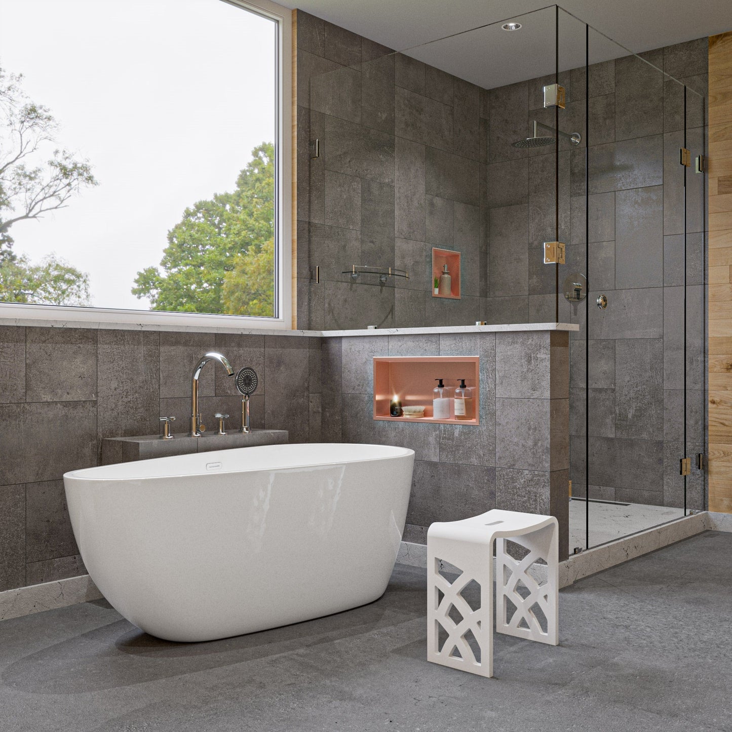 ALFI 59-Inch Oval White Freestanding Acrylic Soaking Bathtub -  AB8861