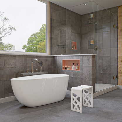 ALFI 59-Inch Oval White Freestanding Acrylic Soaking Bathtub -  AB8861