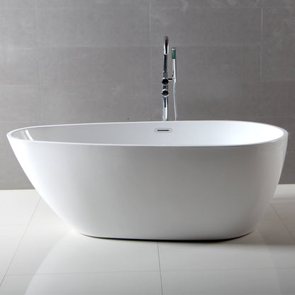 ALFI 59-Inch Oval White Freestanding Acrylic Soaking Bathtub -  AB8861