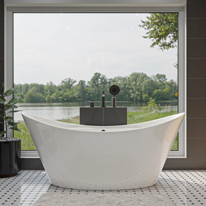ALFI 68-Inch Oval White Acrylic Freestanding Slipper Soaking Bathtub  - AB8803