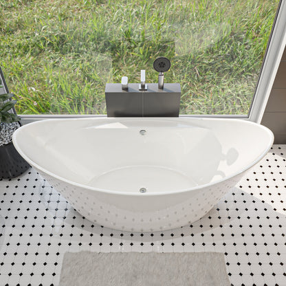 ALFI 68-Inch Oval White Acrylic Freestanding Slipper Soaking Bathtub  - AB8803