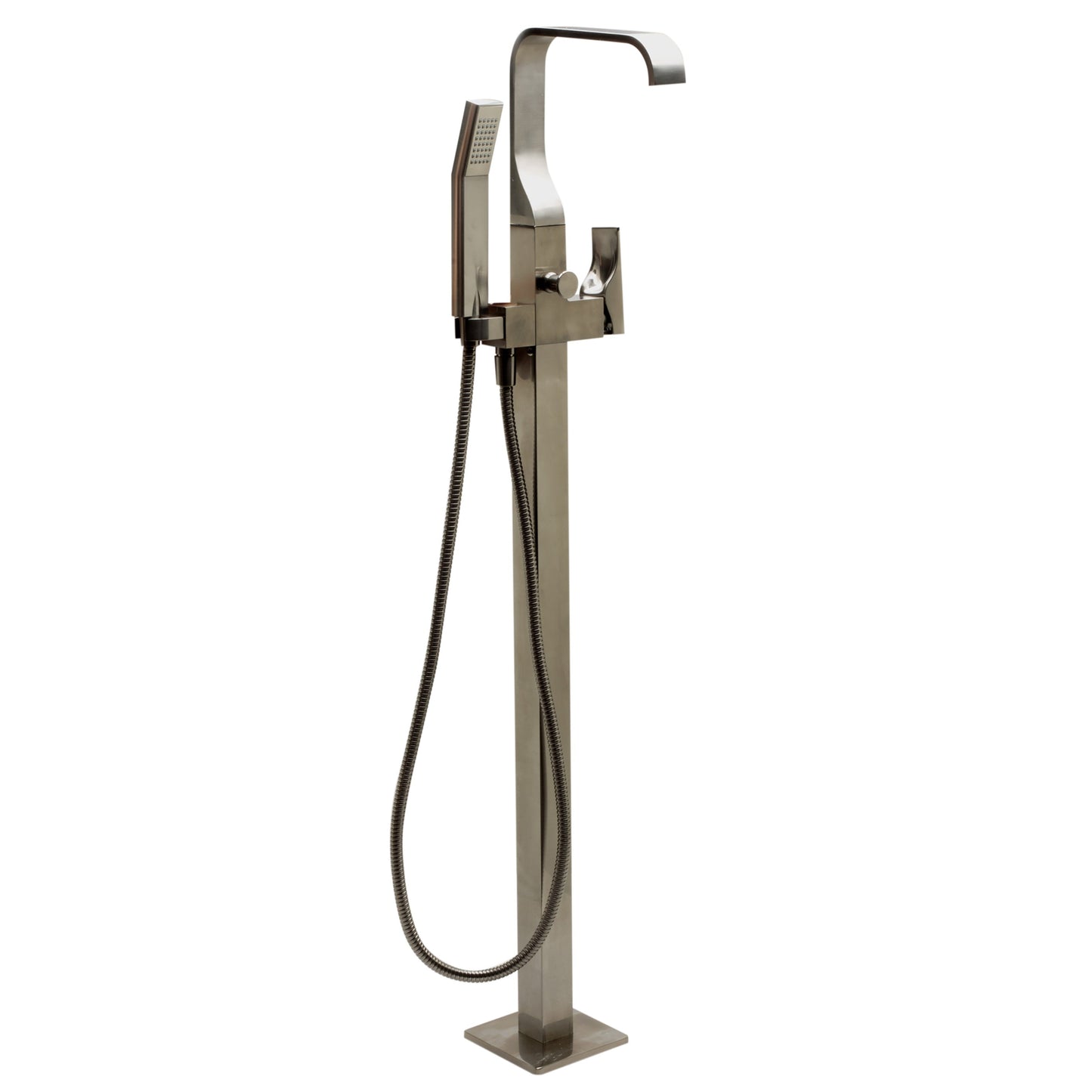 ALFI brands Curved Floor Mounted Tub Filler with Hand Held Shower Head  - AB2180