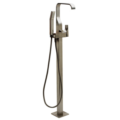 ALFI brands Curved Floor Mounted Tub Filler with Hand Held Shower Head  - AB2180