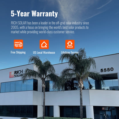 Rich Solar 1 | 12V 100Ah LiFePO4 Battery | Powerful 12V Lithium Battery for RVs, Trailers, Vans, Boats, Off-Grid | 5,000 Lifetime Cycles | Bluetooth and Internal Heat Technology - RS-B121S