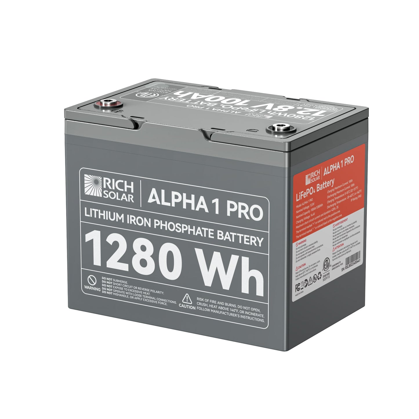 Rich Solar 1 PRO | 12V 100Ah LiFePO4 Battery | Premium 12V Lithium Battery for Off-Grid, RVs, Boats | 7,000 Lifetime Cycles | - RS-B121SP